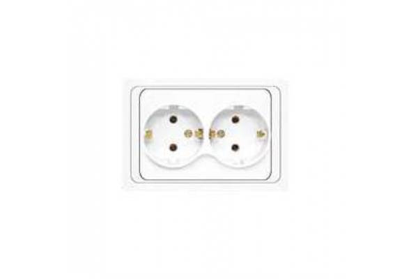 Розетка 2-м СП Валери 16А IP20 с заземл. бел. UNIVersal В0128