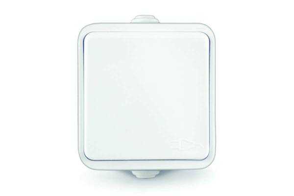 Розетка 1-м ОП Клио 16А IP44 с заземл. с крышкой бел. UNIVersal К2229