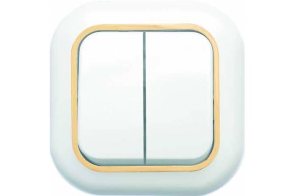 Выключатель 2-кл. СП Валентина 6А IP20 С56-034 бел./зол. Кунцево 7648