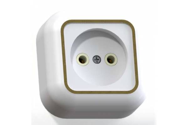 Розетка 1-м ОП Валентина РА10-266 10А IP20 бел./зол. Кунцево 7639