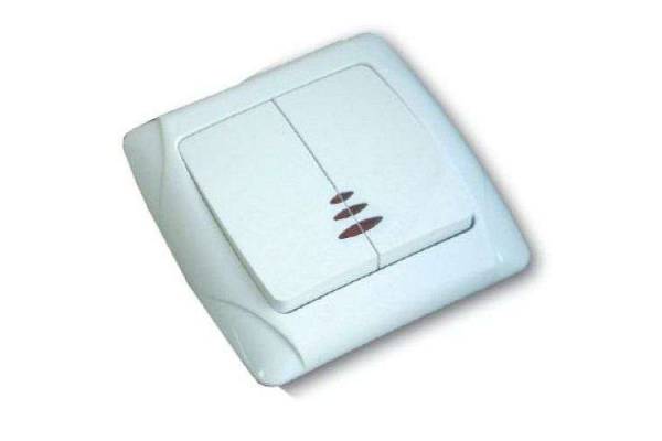 Выключатель 2-кл. СП Маргарита 10А IP20 с подсветкой бел. UNIVersal М0123