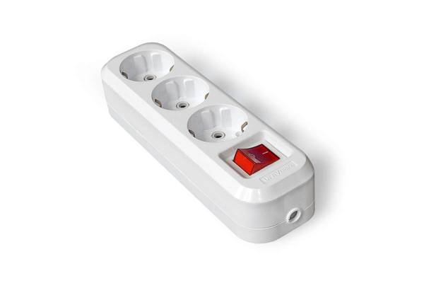 Колодка удлинителя 3-м с выкл. АВС-пл. с заземл. UNIVersal S303