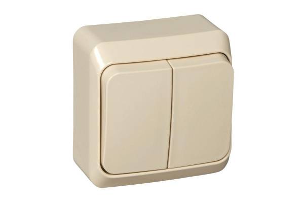 Выключатель 2-кл. ОП Этюд 10А IP20 с подсветкой крем. SchE BA10-006K