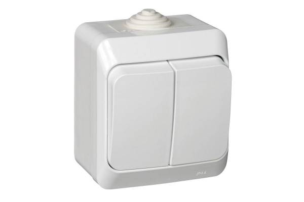 Выключатель 2-кл. ОП Этюд 10А IP44 10AX бел. SchE BA10-042B