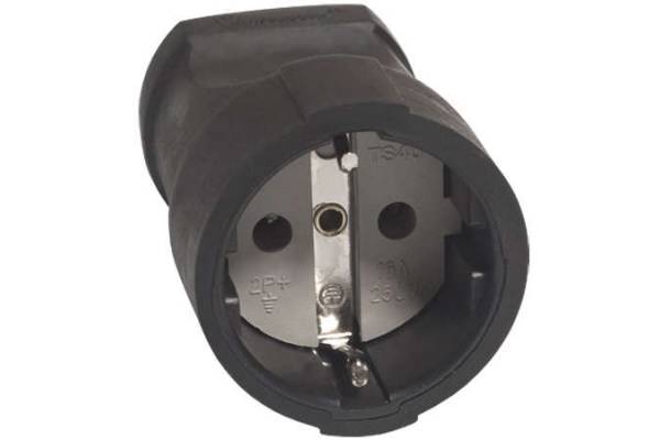 Штепсель с заземл. ПВХ-облив черн. 16А 250В (еврослот) UNIVersal ОА1020