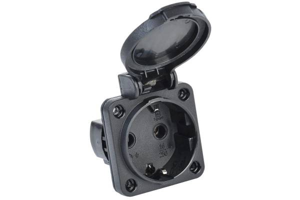 Розетка панельная MAGNUM 2P+PE 16А IP54 РП14-3 с защ. крышкой с заземл. черн. IEK PSN71-016-3-2-54-K02