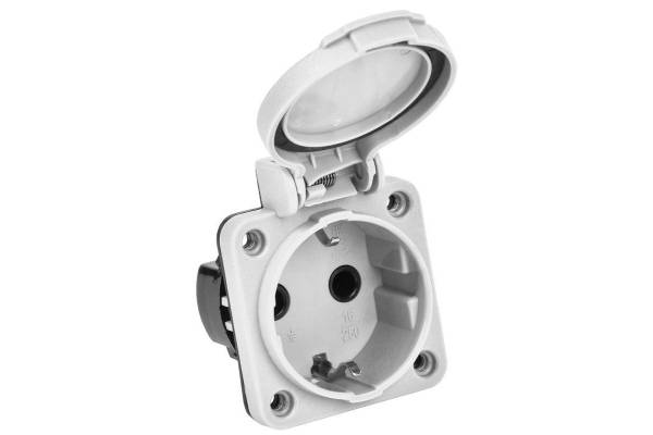 Розетка панельная MAGNUM 2P+PE 16А IP54 РП13-3 с защ. крышкой с заземл. сер. IEK PSN71-016-3-2-54-K03