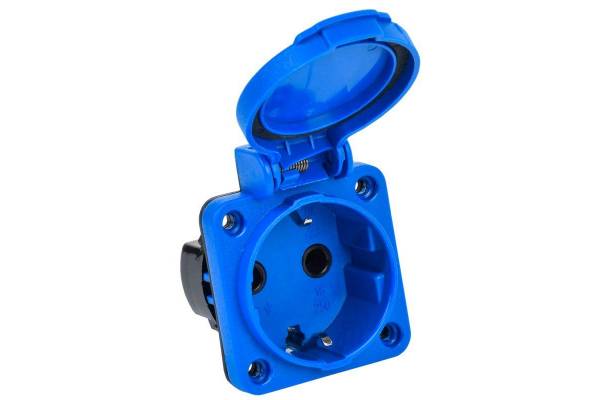 Розетка панельная MAGNUM 2P+PE 16А IP54 РП12-3 с защ. крышкой с заземл. син. IEK PSN71-016-3-2-54-K07