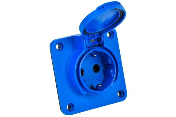 Розетка панельная MAGNUM 2P+PE 16А IP54 РП17-3 увел. фланец с защ. крышкой с заземл. син. IEK PSN71-016-3-4-54-K07