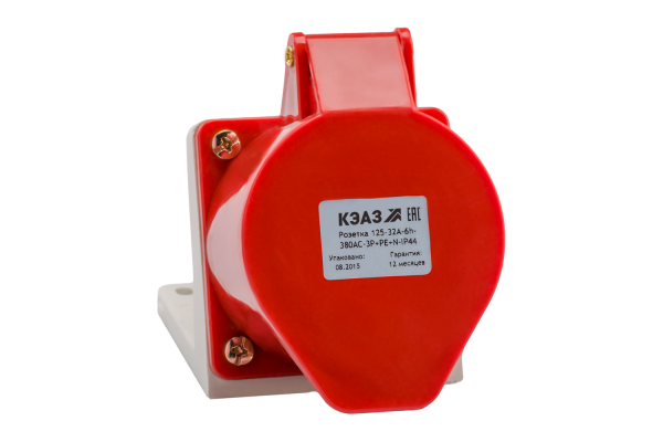 Розетка 125 32А 380В AC 3P+PE+N 6ч для монтажа на поверхность IP44 КЭАЗ 222757