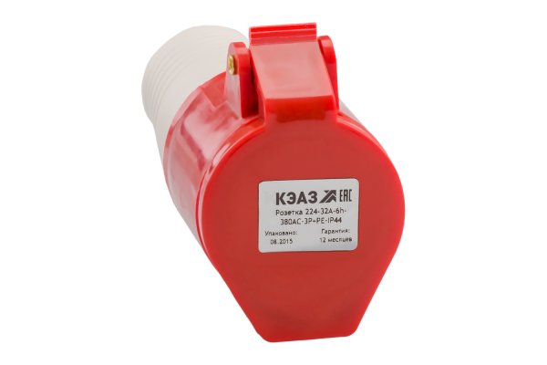 Розетка кабельная 214 16А 380AC 3P+PE 6ч IP44 КЭАЗ 222750
