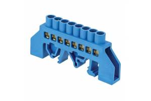 Шина нулевая N 6х9 8 отвер. латунь син. нейлоновый корпус комбинированный PROxima EKF sn0-63-08-dn