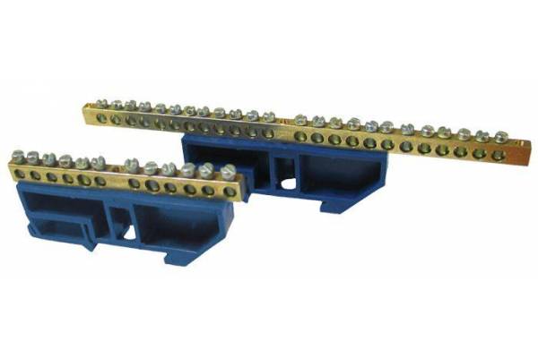 Шина нулевая N 6х9 20 отвер. никель син. изолятор на DIN-рейку PROxima EKF sn1-63-20-d