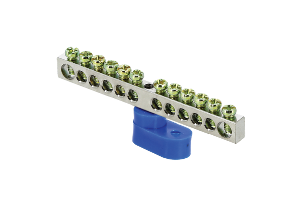 Шина нулевая N 6х9 12 отвер. никель син. угловой изолятор PROxima EKF sn1-63-12-1
