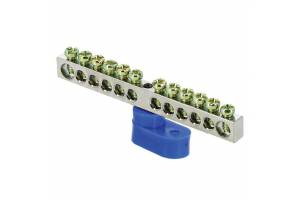 Шина нулевая N 6х9 12 отвер. никель син. угловой изолятор PROxima EKF sn1-63-12-1