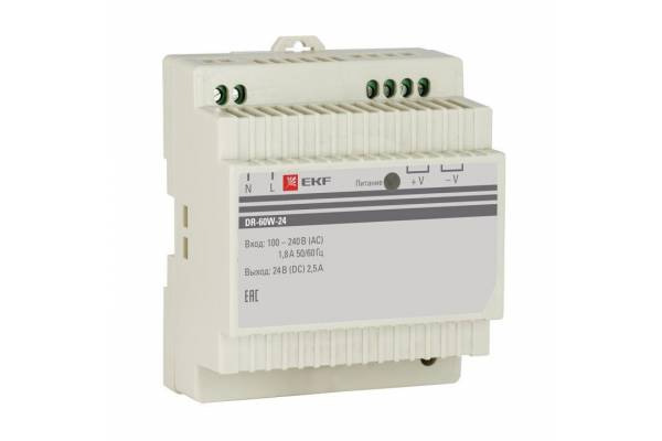 Блок питания 24В DR-60W-24 EKF dr-60w-24