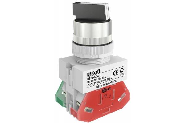 Переключатель AC-2 Ф22 на 2 полож. 1НО+1НЗ черн. ПЕ-22 SchE 25051DEK