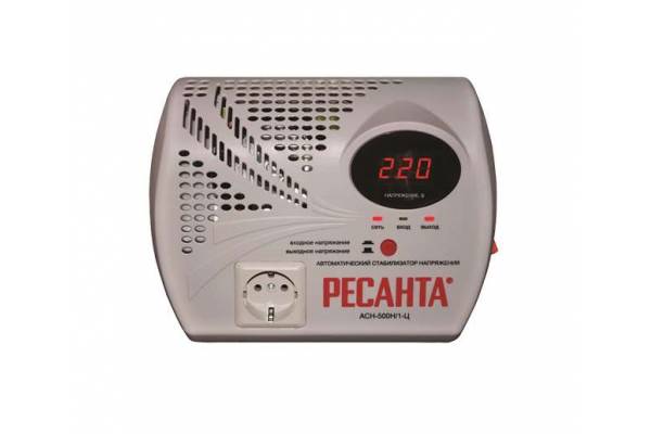 Стабилизатор напряжения АСН-500 Н/1-Ц 1ф 0.5кВт настен. с розеткой IP20 релейный Ресанта 63/6/9