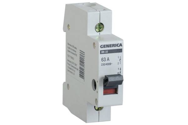 Выключатель нагрузки (мини-рубильник) 1п ВН-32 63А GENERICA IEK MNV15-1-063