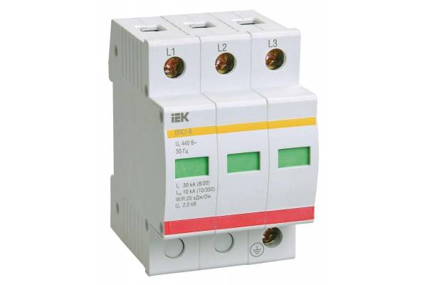 Ограничитель перенапряжения ОПС1-B 3P IEK MOP20-3-B
