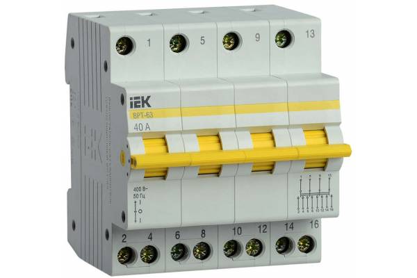 Выключатель-разъединитель трехпозиционный 4п ВРТ-63 40А ИЭК MPR10-4-040