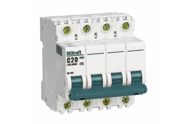 Выключатель автоматический модульный 4п C 25А 4.5кА ВА-101 DeKraft 11092DEK