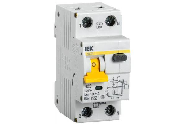 Выключатель автоматический дифференциального тока 2п (1P+N) B 25А 10мА тип A 6кА АВДТ-32 IEK MAD22-5-025-B-10