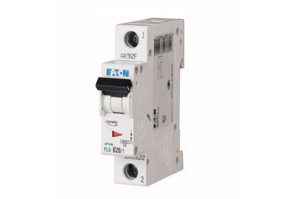 Выключатель автоматический модульный 1п C 20А 6кА PL6-C20/1 EATON 286534