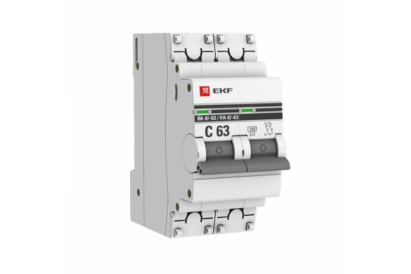 Выключатель автоматический модульный 2п B 10А 4.5кА ВА 47-63 PROxima EKF mcb4763-2-10B-pro