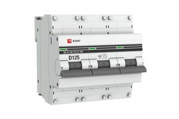 Выключатель автоматический модульный 3п D 125А 10кА ВА 47-100 PROxima EKF mcb47100-3-125D-pro