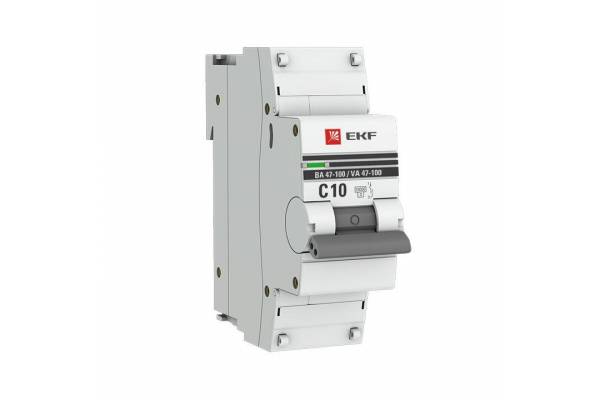 Выключатель автоматический модульный 1п C 10А 10кА ВА 47-100 PROxima EKF mcb47100-1-10C-pro