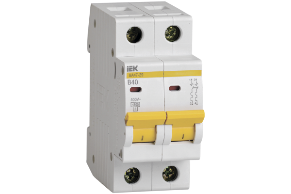 Выключатель автоматический модульный 2п B 40А 4.5кА ВА47-29 ИЭК MVA20-2-040-B