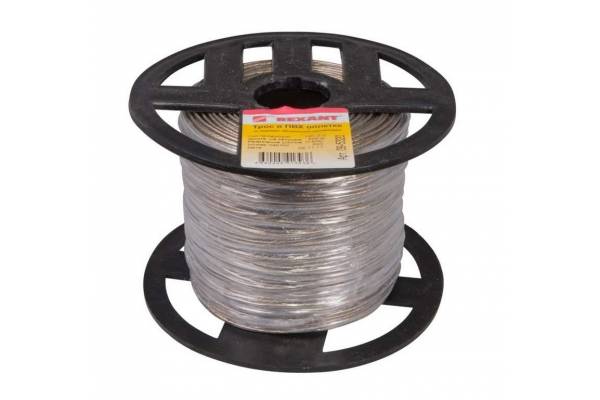 Трос стальной в ПВХ изоляции d2.0мм (200м) REXANT 09-5320