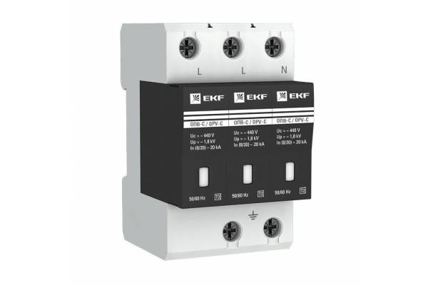 Ограничитель перенапряжения имп. ОПВ-C/3P 20кА 400В EKF opv-c3