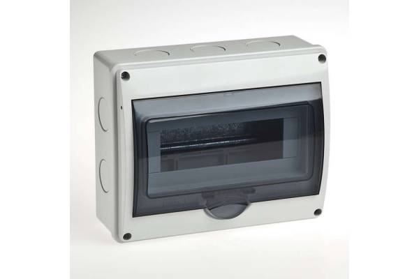 Бокс ОП Тусо 10мод. (4в) IP65 сер./дым. двер. Рувинил 69011