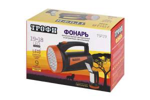 Фонарь TSP19 аккум. 4В 2А.ч 19+18хLED ЗУ 220В карт. упак. Трофи C0045552/Б0008436