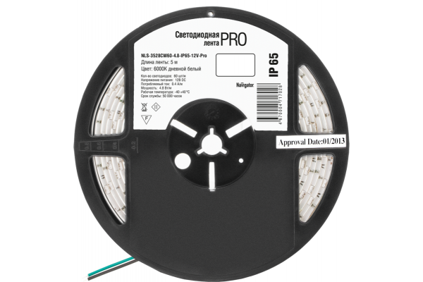 Лента светодиодная 71 702 NLS-3528CW60-4.8-IP65-12V-Pro R5 4.8Вт/м (уп.5м) Navigator 71702