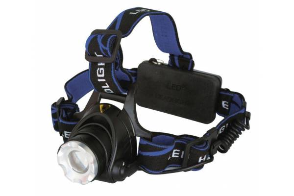 Фонарь налобный E150 (аккум. 220В CREE 3Вт пласт. бокс; черн.) Ultraflash 12188