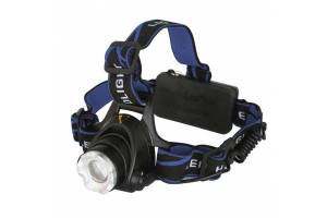 Фонарь налобный E150 (аккум. 220В CREE 3Вт пласт. бокс; черн.) Ultraflash 12188