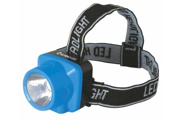 Фонарь налобный аккумуляторный LED 5374 (220В LED 1 режим; голуб.) Ultraflash 12427