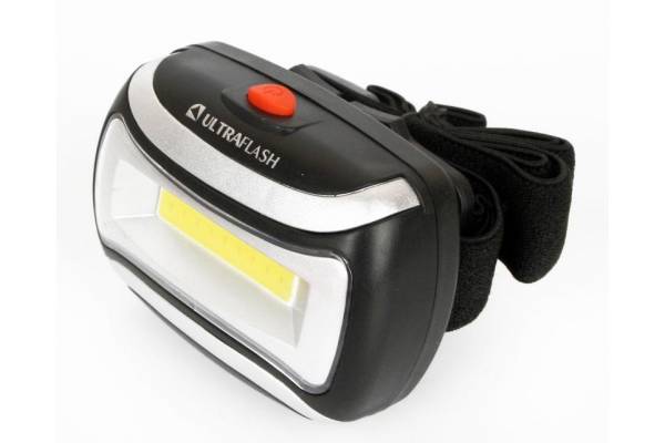 Фонарь налобный LED 5380 (3Вт COB LED 3 режима черн. пласт. пакет) Ultraflash 12870