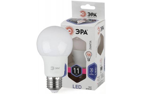 Лампа светодиодная A60-11W-860-E27 грушевидная 880лм ЭРА Б0031394