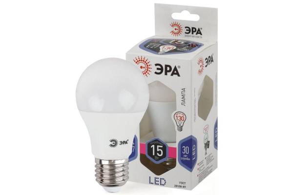 Лампа светодиодная A60-15W-860-E27 грушевидная 1200лм ЭРА Б0031396