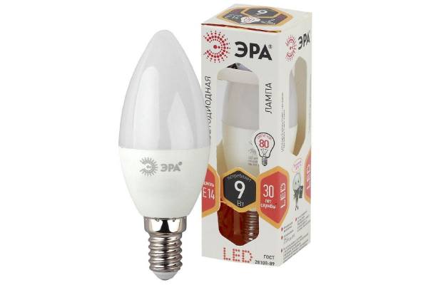 Лампа светодиодная B35-9w-827-E14 свеча 720лм ЭРА Б0027969