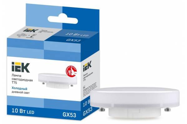 Лампа светодиодная T75 таблетка 10Вт 230В 6500К GX53 IEK LLE-T80-10-230-65-GX53