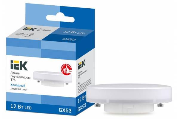 Лампа светодиодная T75 таблетка 12Вт 230В 6500К GX53 IEK LLE-T80-12-230-65-GX53