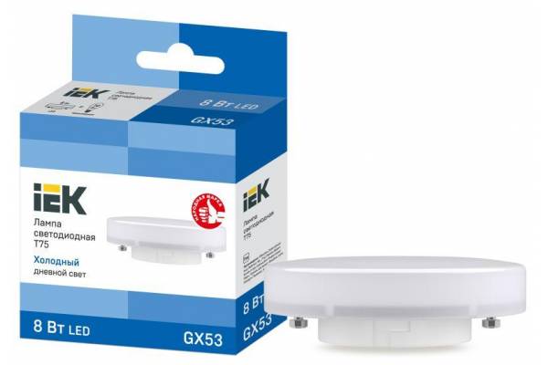 Лампа светодиодная T75 таблетка 8Вт 230В 6500К GX53 IEK LLE-T80-8-230-65-GX53