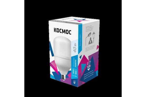 Лампа светодиодная HВтLED 40Вт 220В E27 4500К Космос LksmHWLED40WE2745
