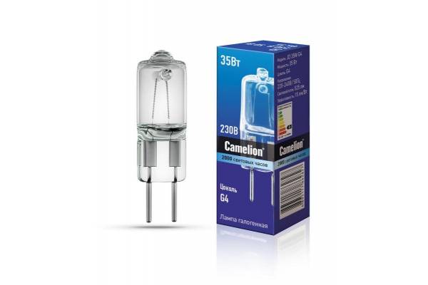 Лампа галогенная JD 35Вт капсула g4 3000К 240В Camelion 10406