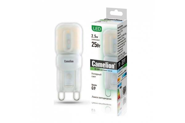 Лампа светодиодная LED2.5-G9-SL/845/G9 2.5Вт капсульная 4500К бел. G9 220лм 220-240В Camelion 12024